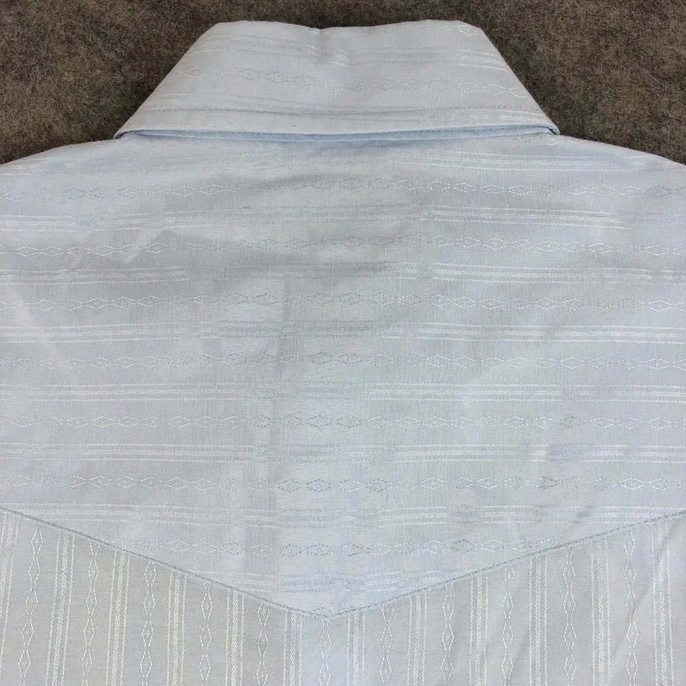 Ely Cattleman Mens M Blue Textured Cotton Western Snap Long Sleeve Shirt - Picture 5 of 13